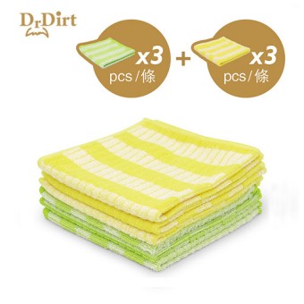 Dr.Dirt 竹纖維洗碗布6條裝 (黃色3條+綠色3條)
