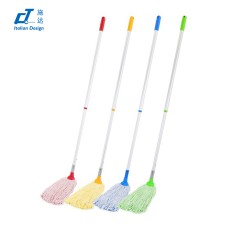 施達 圓頭地拖套裝 間條微纖拖頭+鋁合金伸縮杆 黃色 - Cleanic Cleaning Equipment