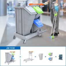 CT Cleaning Trolley With Braking System And Waste Classification Bins - Cleanic Cleaning Equipment
