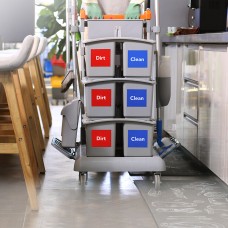 CT Cleaning Trolley With Braking System And Waste Classification Bins - Cleanic Cleaning Equipment