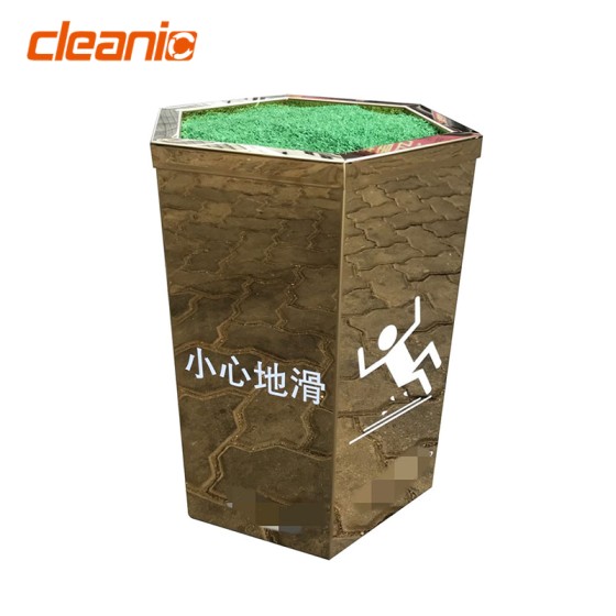 不銹鋼六角形"小心地滑"接水桶