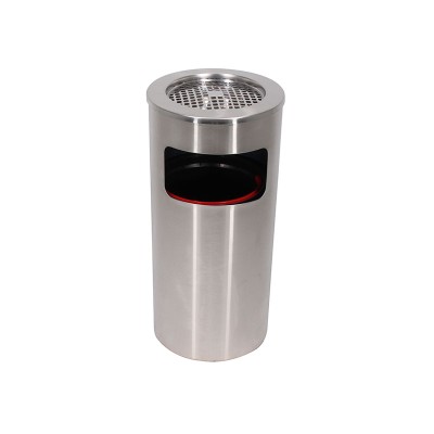 不銹鋼圓形側開口網頂垃圾桶