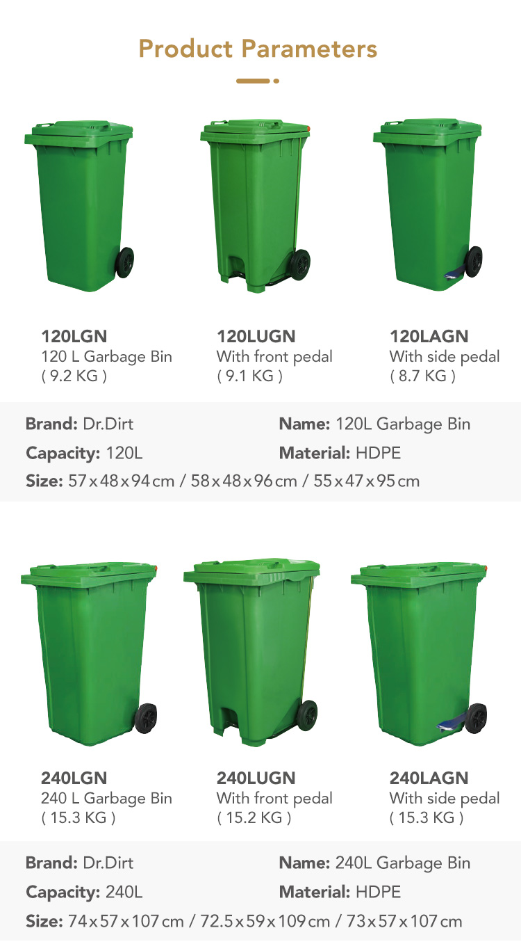 Dr.Dirt 660L Plastic Outdoor Trash Bin - Cleanic Cleaning Equipment