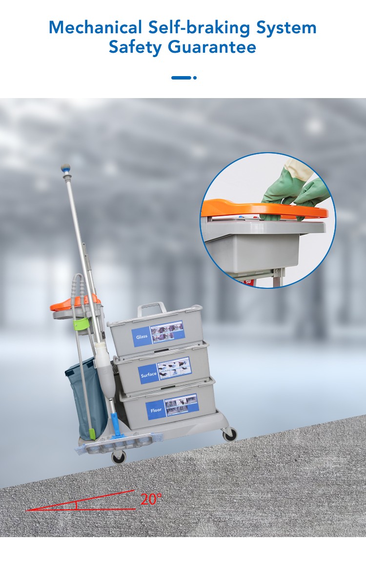 CT Double Bucket Trolley With Braking System - Cleanic Cleaning Equipment