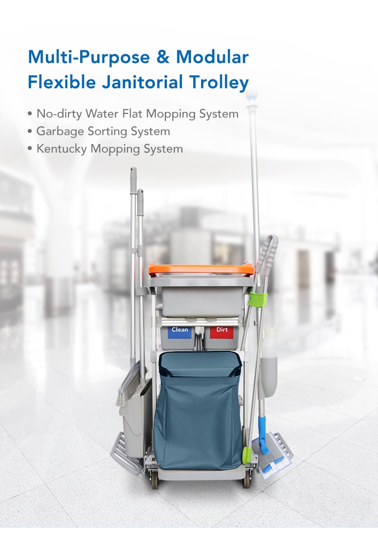 CT Double Bucket Trolley With Braking System - Cleanic Cleaning Equipment