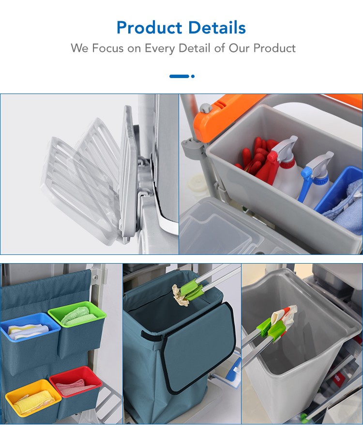 CT Double Bucket Trolley With Braking System - Cleanic Cleaning Equipment