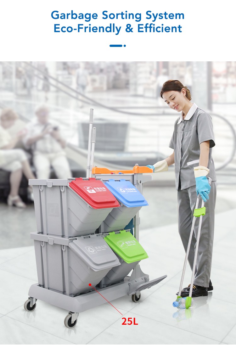 CT Double Bucket Trolley With Braking System - Cleanic Cleaning Equipment
