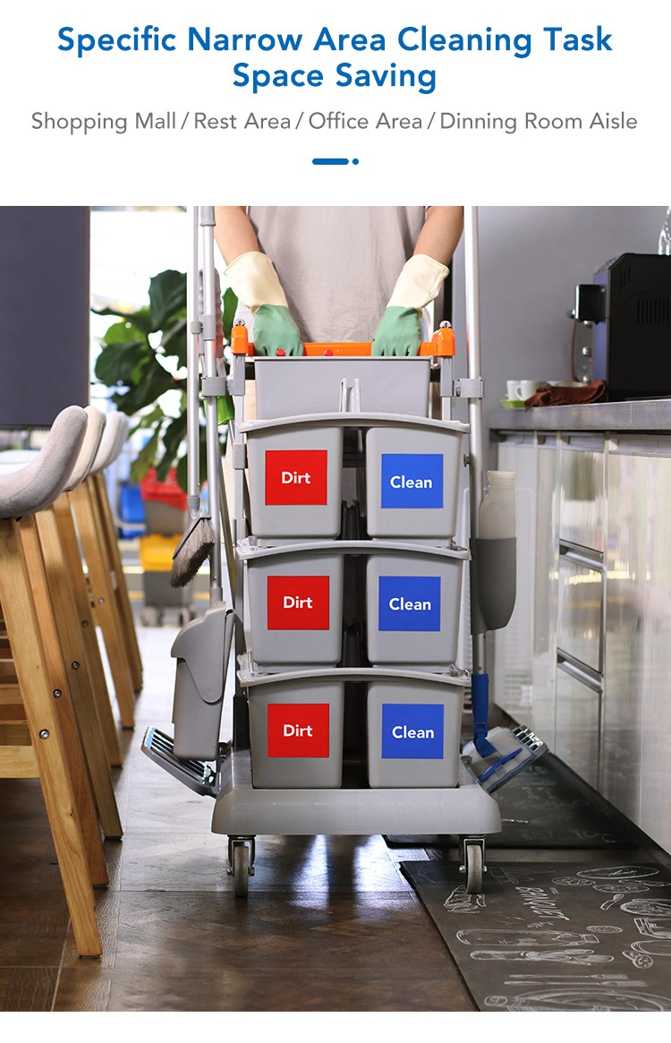 CT Double Bucket Trolley With Braking System - Cleanic Cleaning Equipment