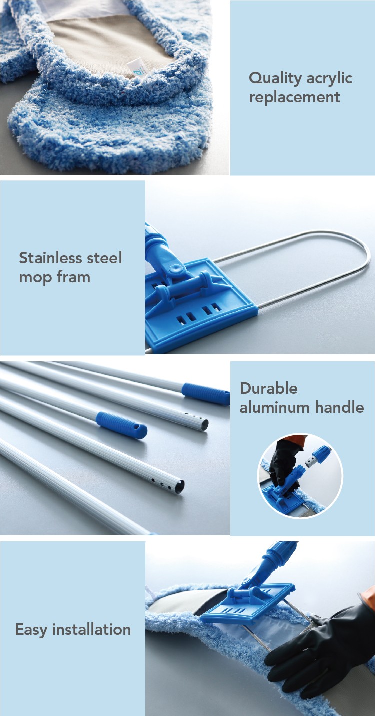 1662012937538245.jpg CT Microfiber Dust Mop Complete, US Style, Screw Thread Connector - Cleanic Cleaning Equipment