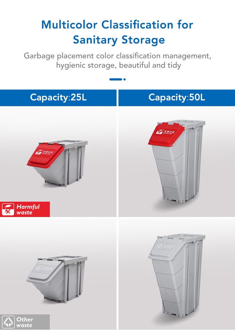 CT 25L Trash Sorting Bin without Wheels - Cleanic Cleaning Equipment