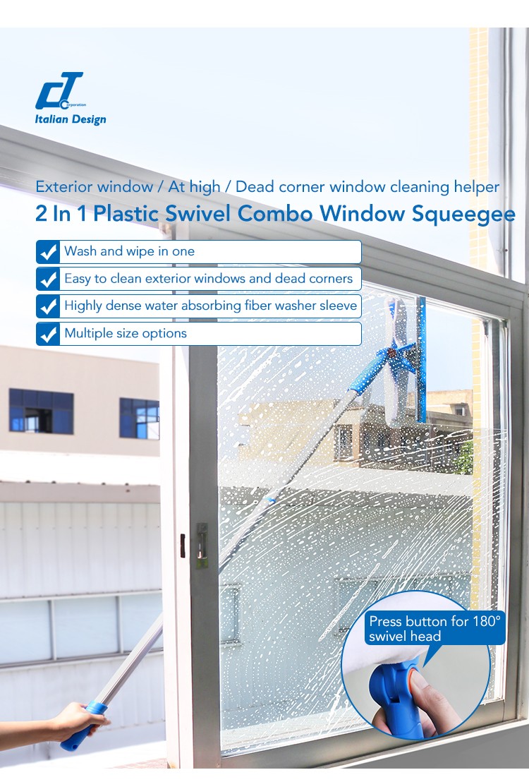 29342564.jpg CT 2 In 1 Plastic Swivel Combo Window Squeegee - Cleanic Cleaning Equipment