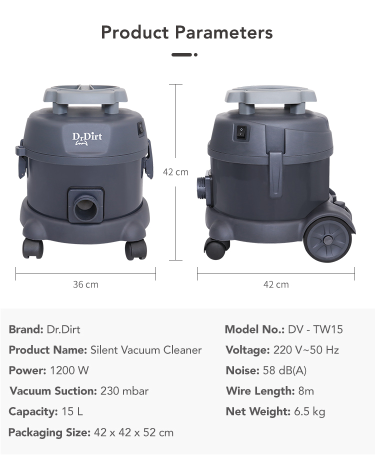 37136795.jpg Dr.Dirt 15L Super Silent Dry Vacuum - Cleanic Cleaning Equipment