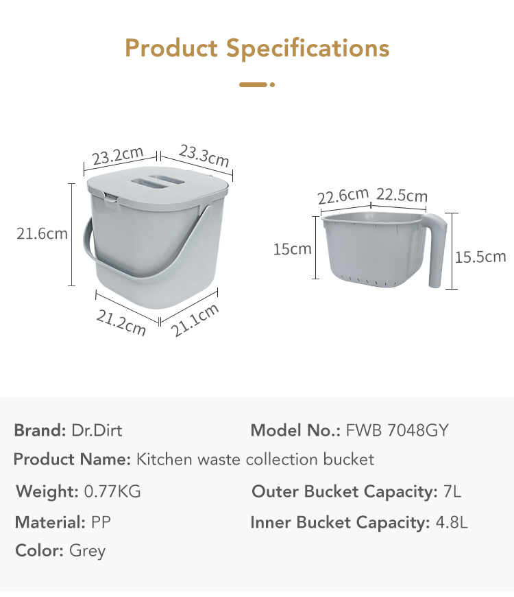 67819225.jpg Dr.Dirt Kitchen Food Waste Bucket - Cleanic Cleaning Equipment