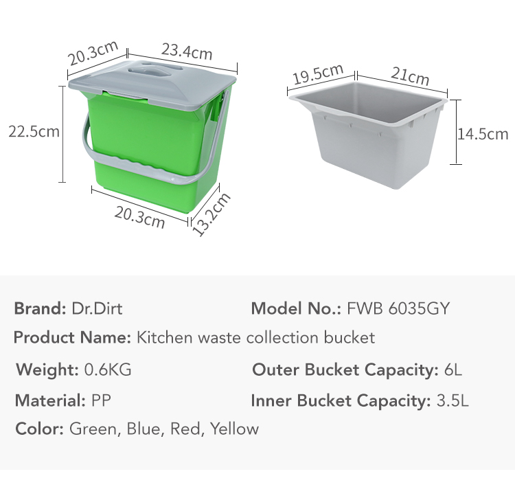 74303438.jpg Dr.Dirt Kitchen Food Waste Bucket - Cleanic Cleaning Equipment
