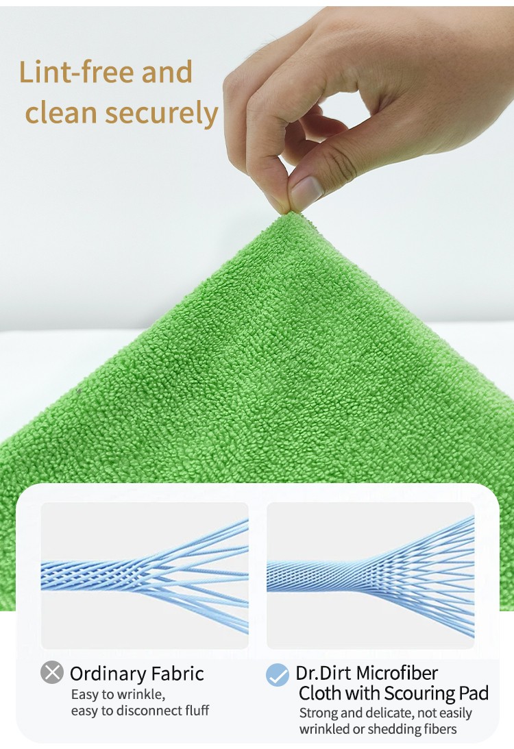 31675892.jpg Dr.Dirt Microfiber Cloth with Scouring Pad - Cleanic Cleaning Equipment